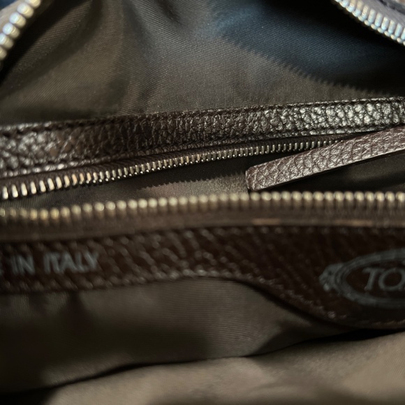 Tod's Authentic Mocassino Zip tote Bag Brown RARE Made IN Italy - Picture 10 of 10